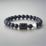 Zodiac Sign Matte Black Onyx Protection Bracelet