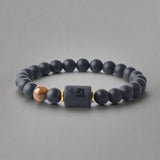 Zodiac Sign Matte Black Onyx Protection Bracelet