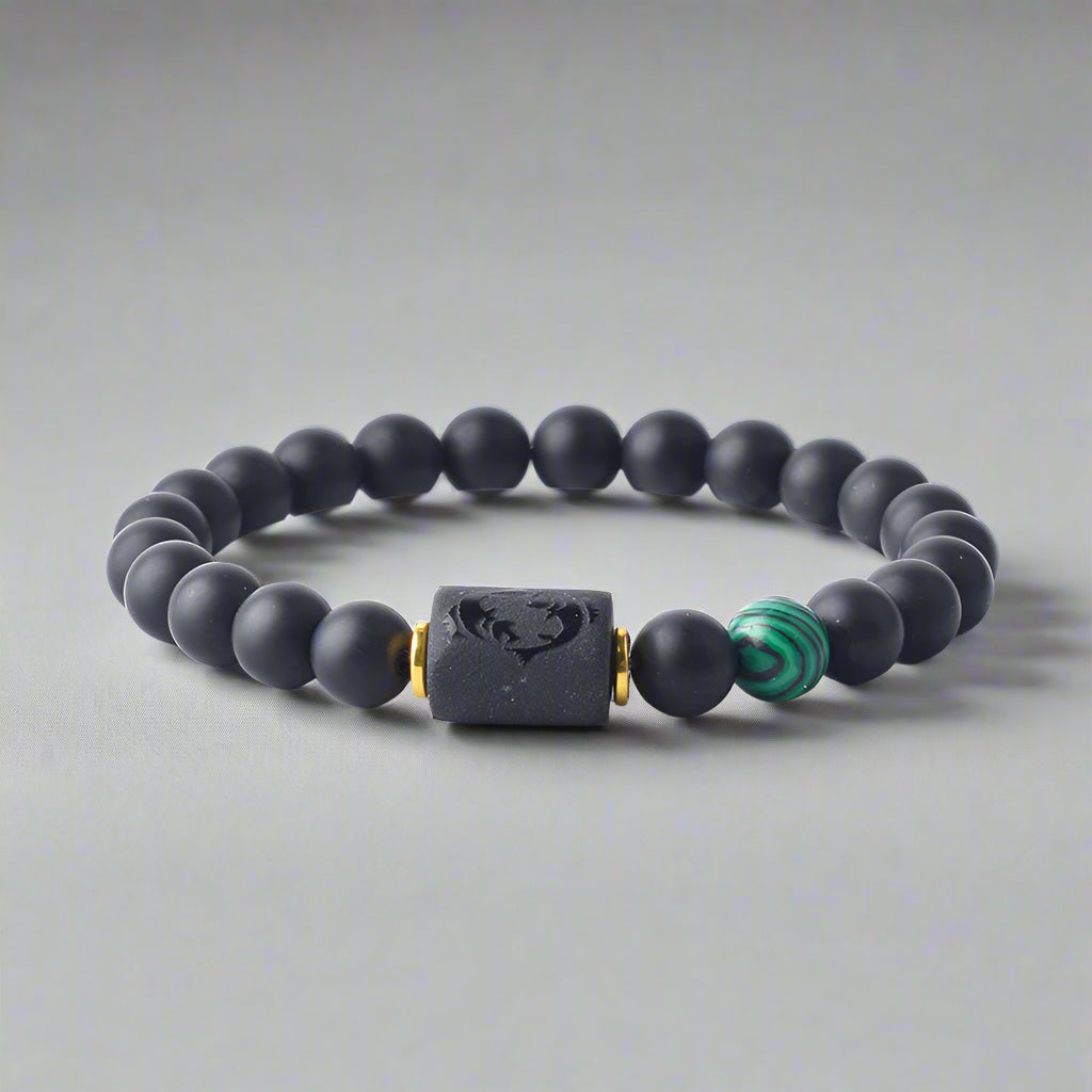 Zodiac Sign Matte Black Onyx Protection Bracelet