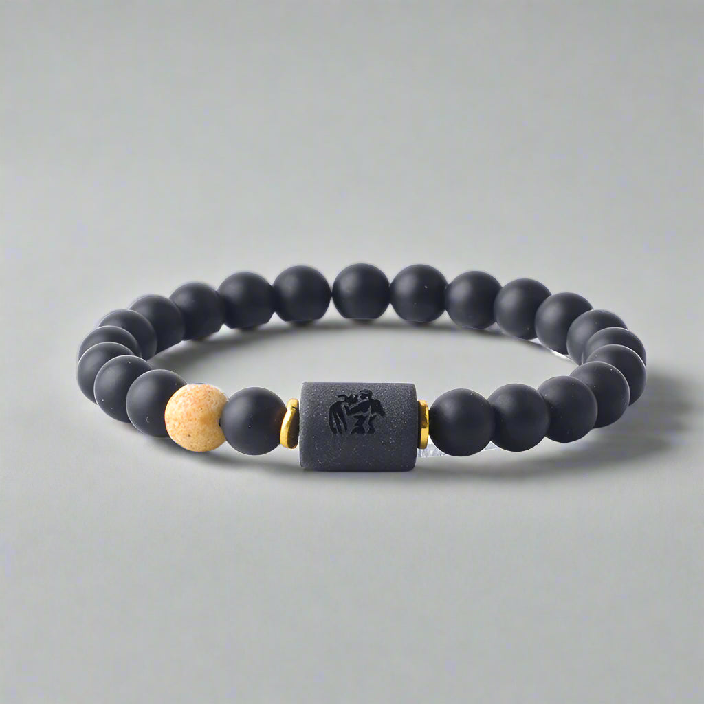 Zodiac Sign Matte Black Onyx Protection Bracelet