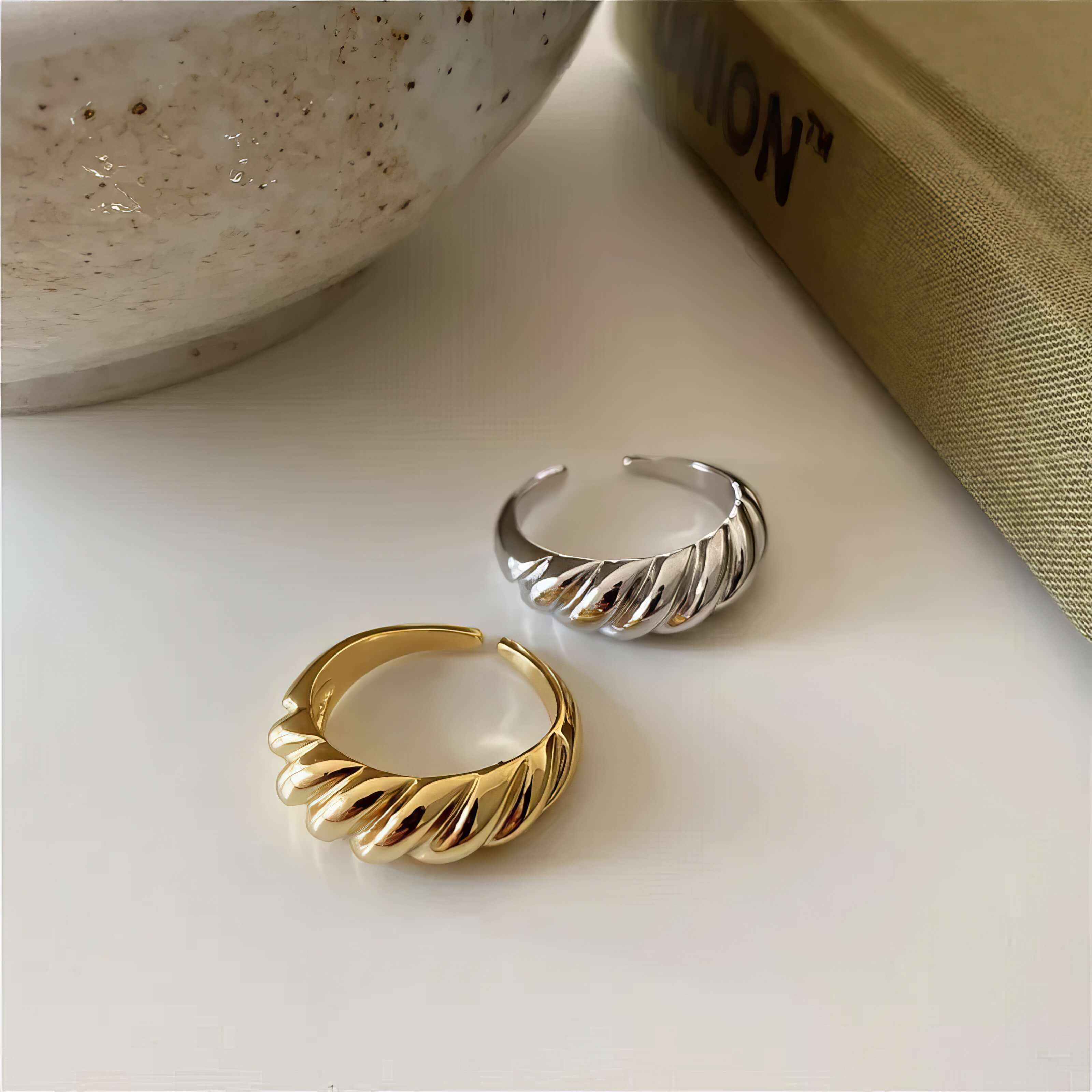 Twisted Croissant Elegance Ring