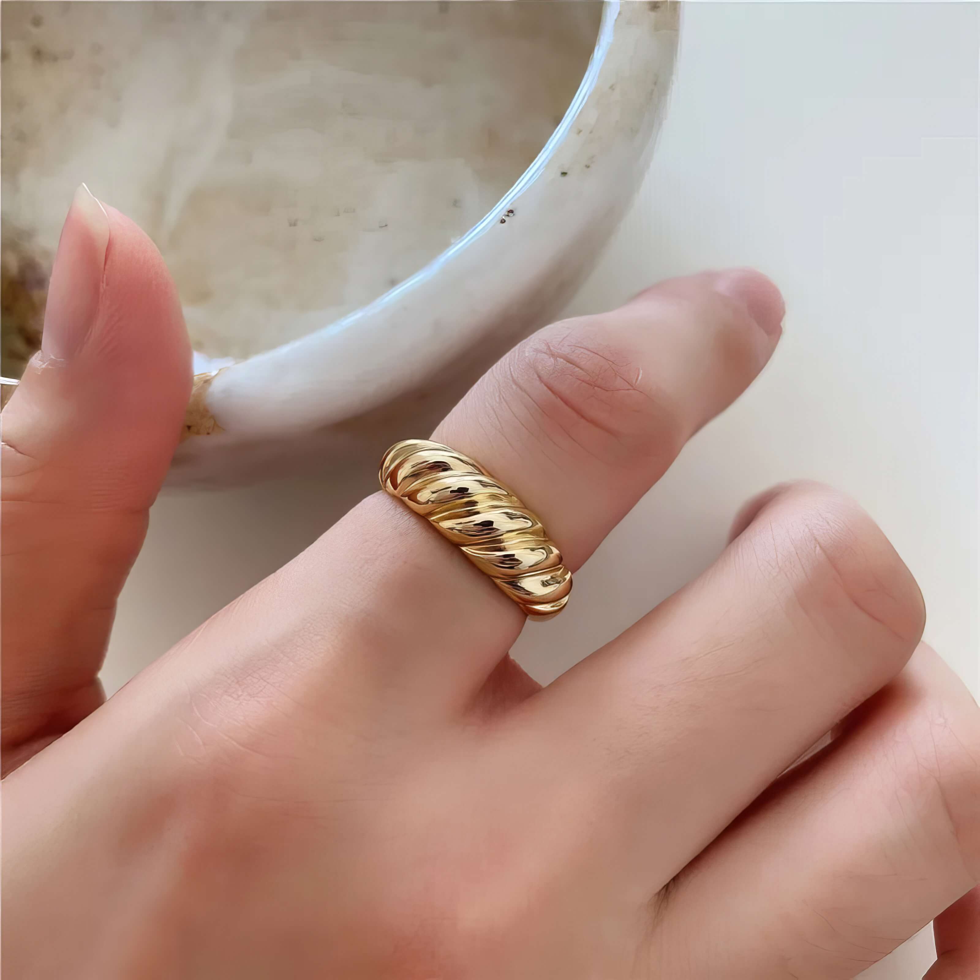 Twisted Croissant Elegance Ring