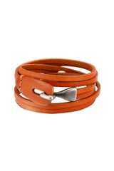 orange leather men bracelet on white background