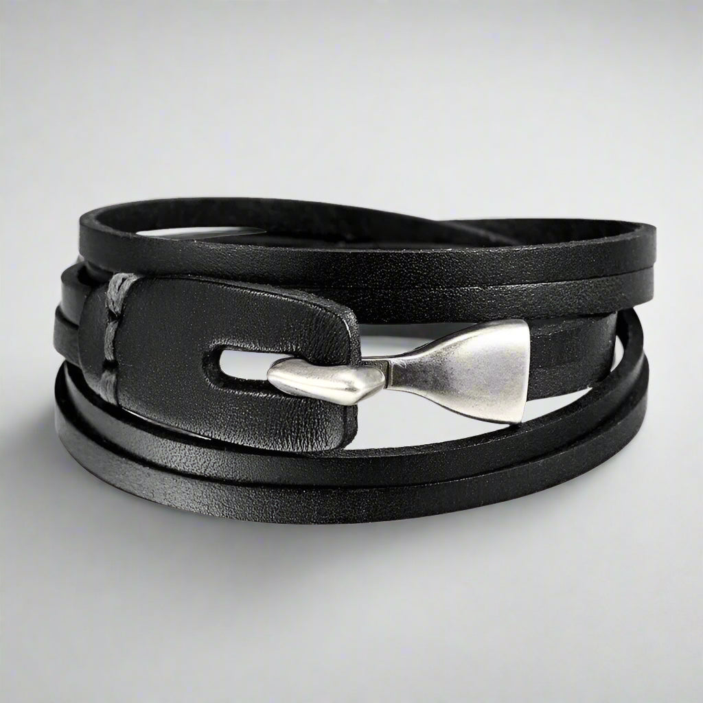 black leather bracelet