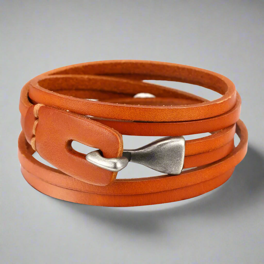 orange leather bracelet