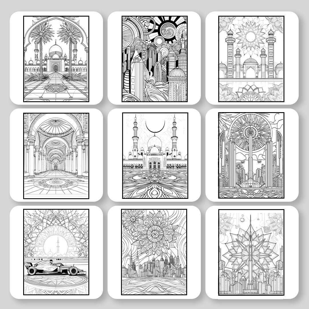 Abu Dhabi Mandala Digital & Printable Coloring Book