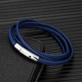 blue leather bracelet