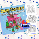 Cozy Corners Coloring Pages Bundle Digital & Printable 6 Designs