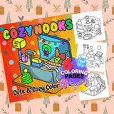 Cozy Nooks Coloring Pages Bundle Digital & Printable 6 Designs