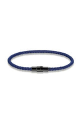 dark blue rope bracelet on white background