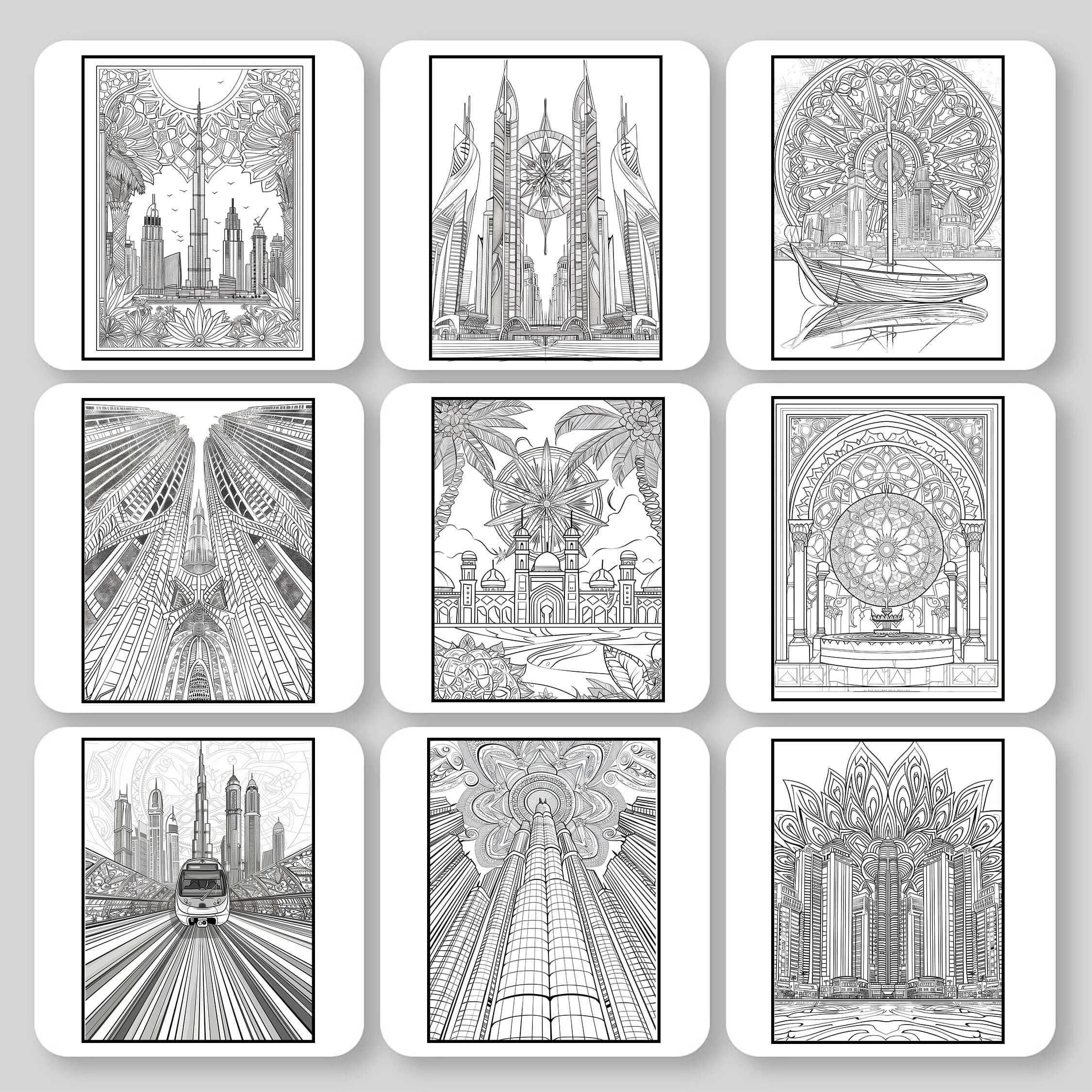 Dubai Mandala Digital & Printable Coloring Book