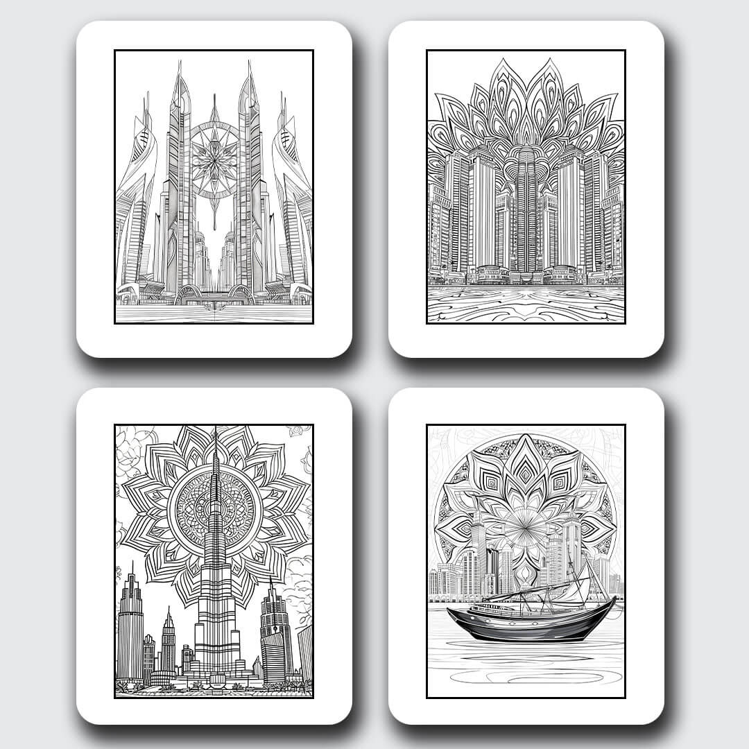 Dubai Mandala Digital & Printable Coloring Book