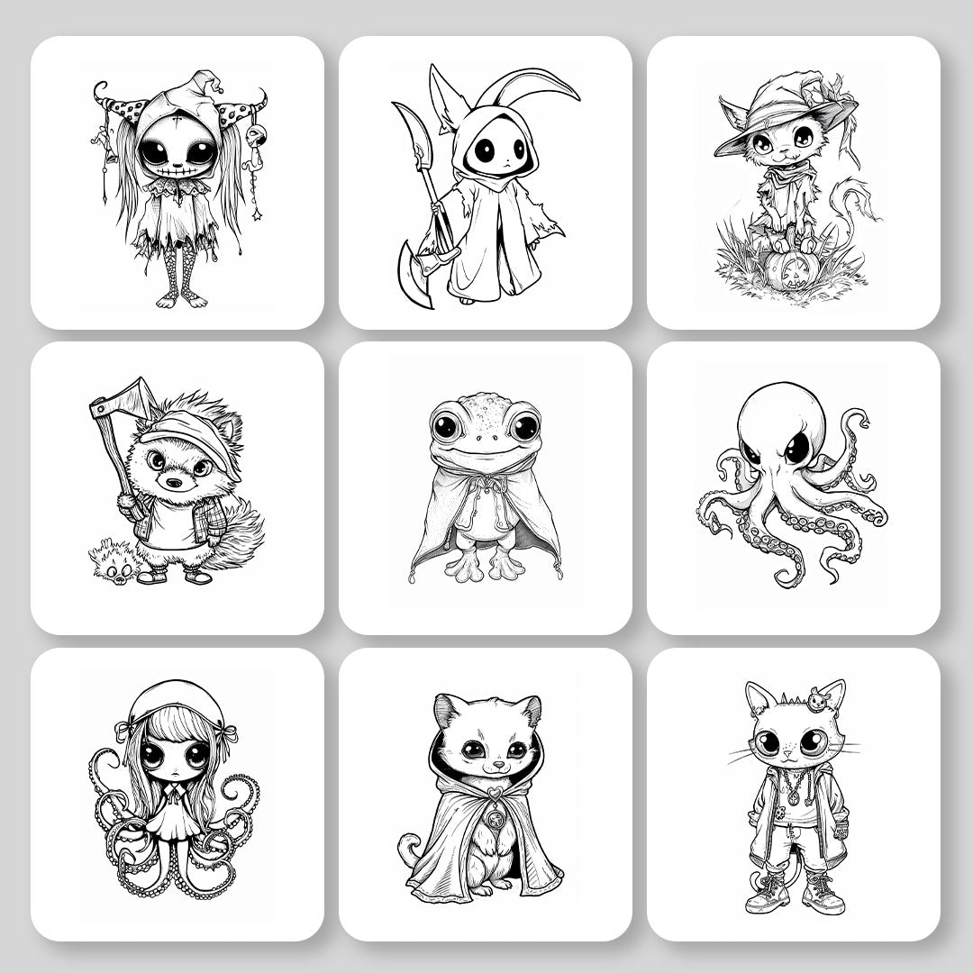 Kawaii Gothic Horror Digital & Printable Coloring Book