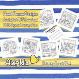 Comfy Beach Coloring Pages Bundle Digital & Printable 6 Designs