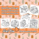 Cozy Nooks Coloring Pages Bundle Digital & Printable 6 Designs