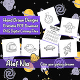 Out of Orbit Coloring Pages Bundle Digital & Printable 6 Designs