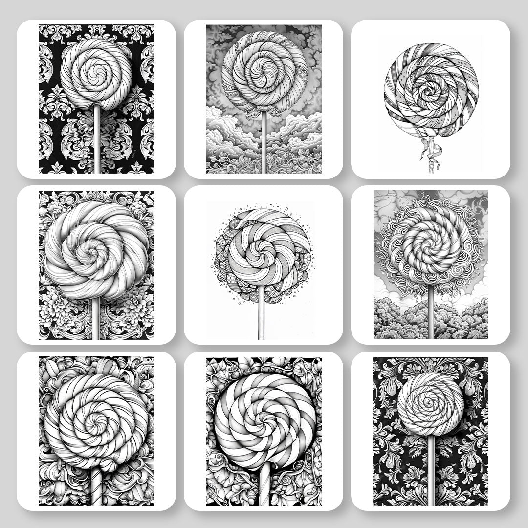 Lollipop Mandala Patterns Digital & Printable Coloring Book