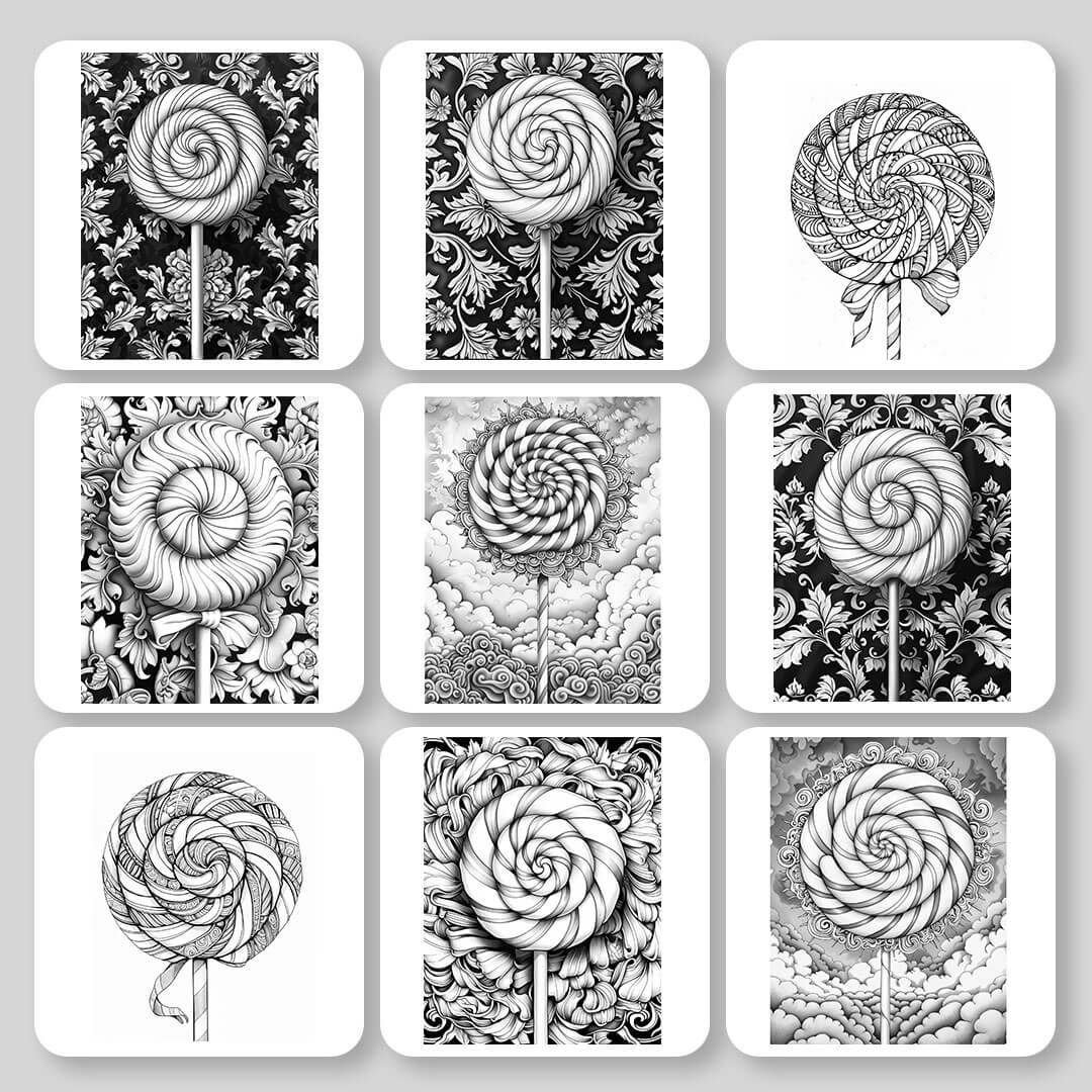 Lollipop Mandala Patterns Digital & Printable Coloring Book