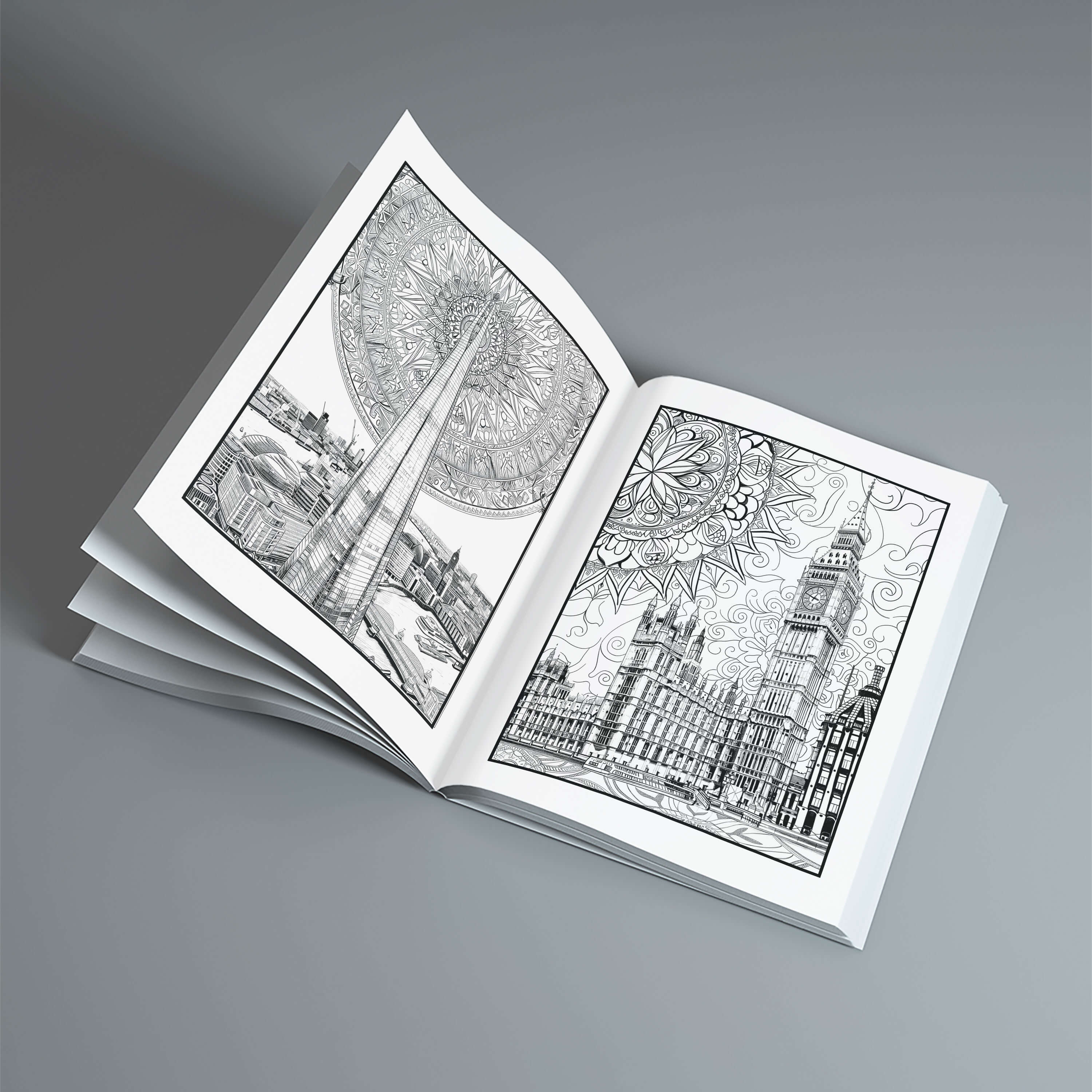 London Mandala Digital & Printable Coloring Book