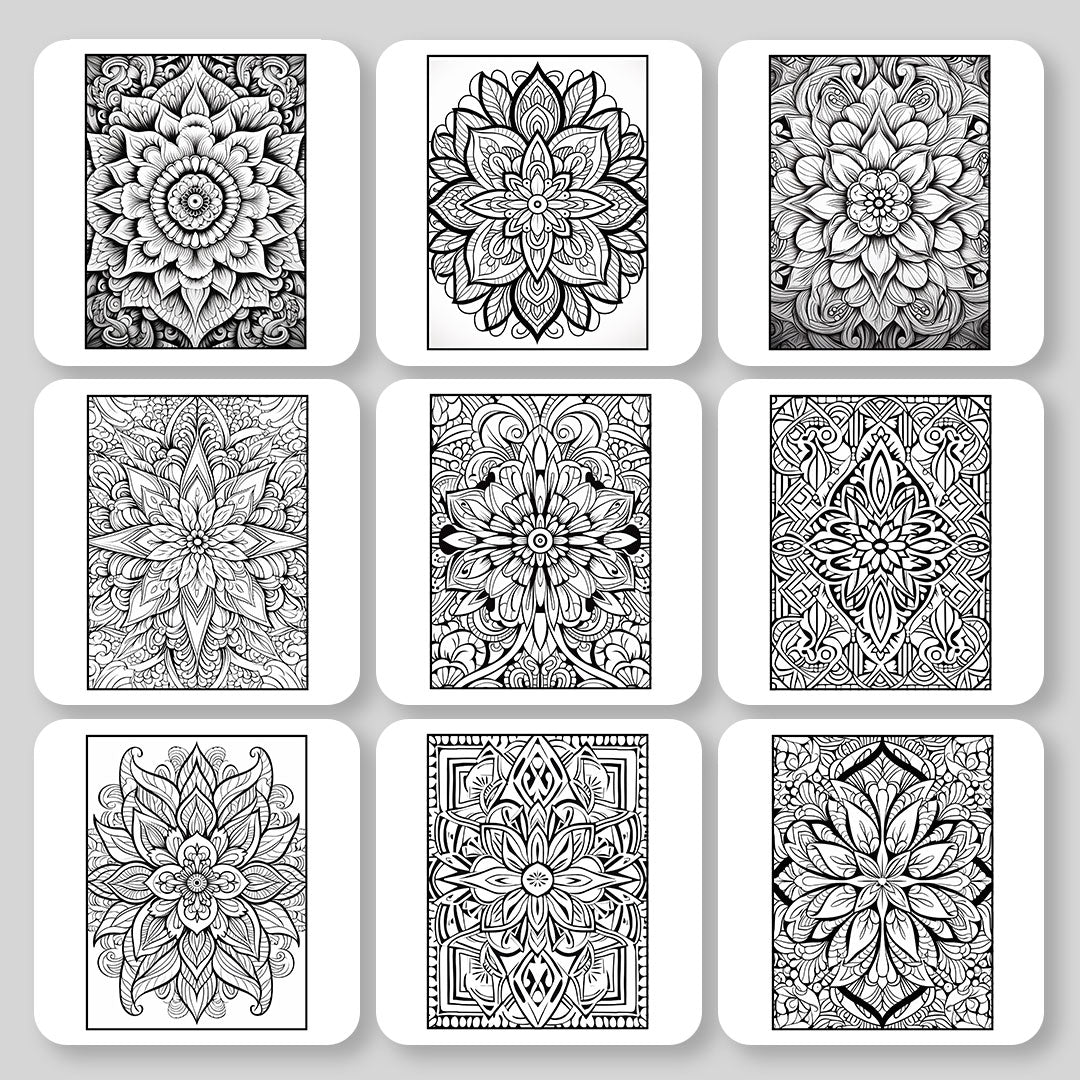 Mindful Mandala Patterns Digital & Printable Coloring Book