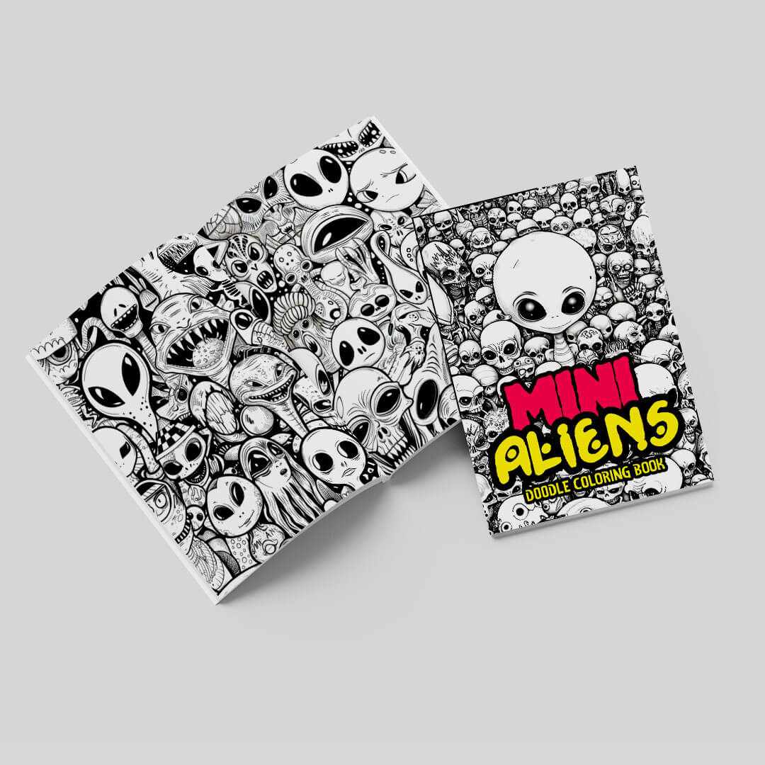 Mini Aliens Doodles Digital & Printable Coloring book