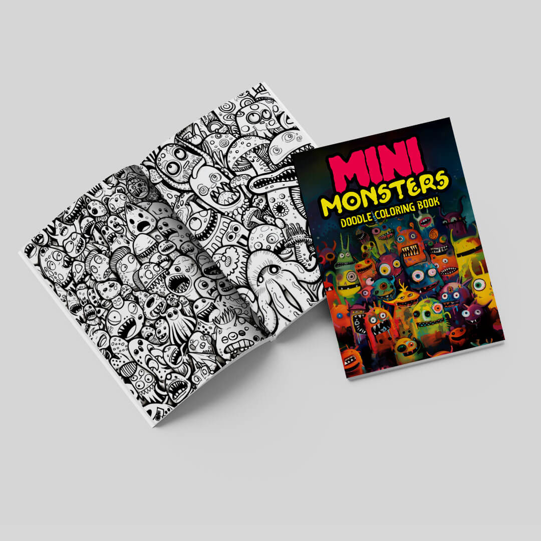 Mini Monsters Doodles Digital & Printable Coloring book