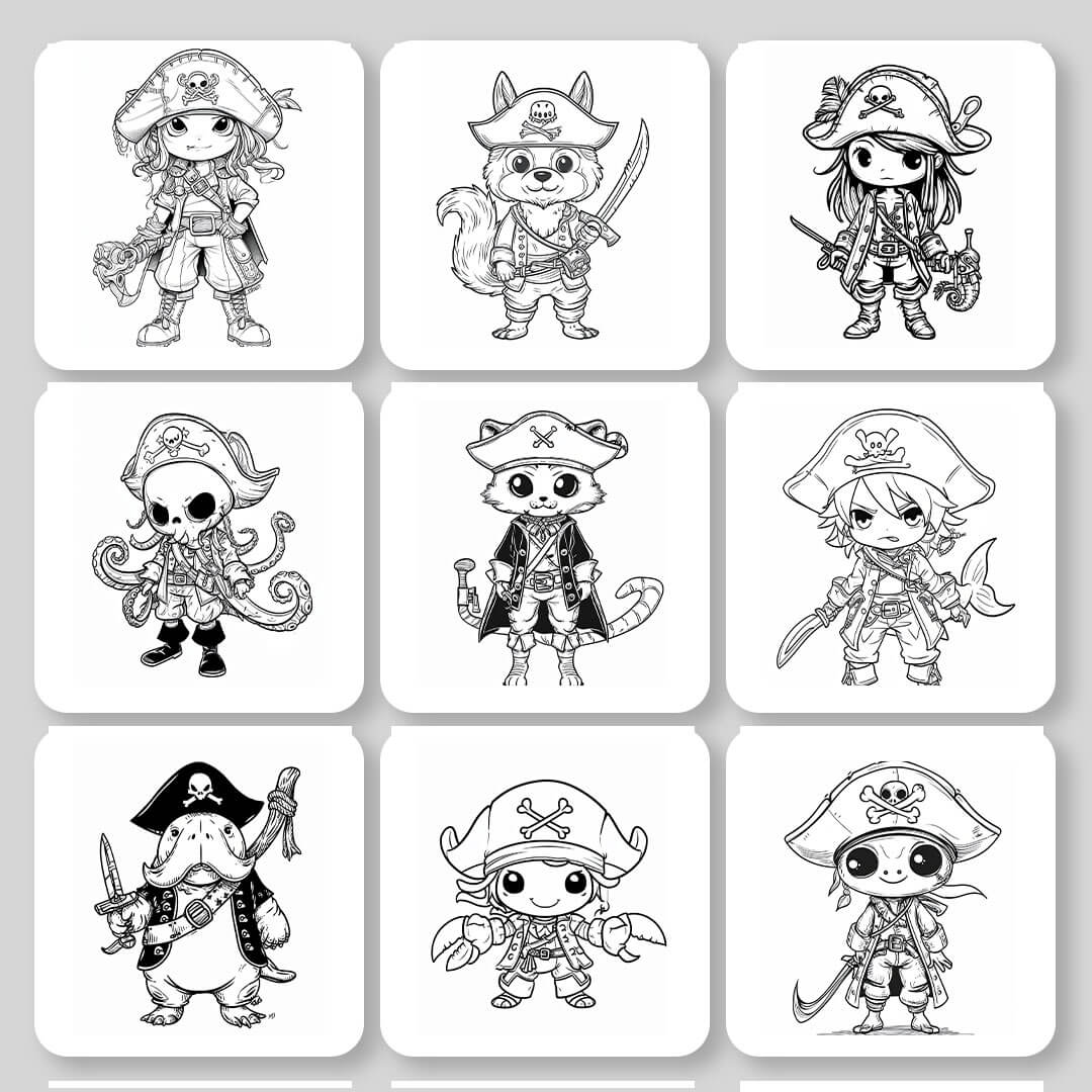 Pirates of the Kawaiibbean Digital & Printable Coloring Book