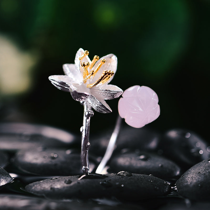 Delicate Lotus Flower Adjustable Ring