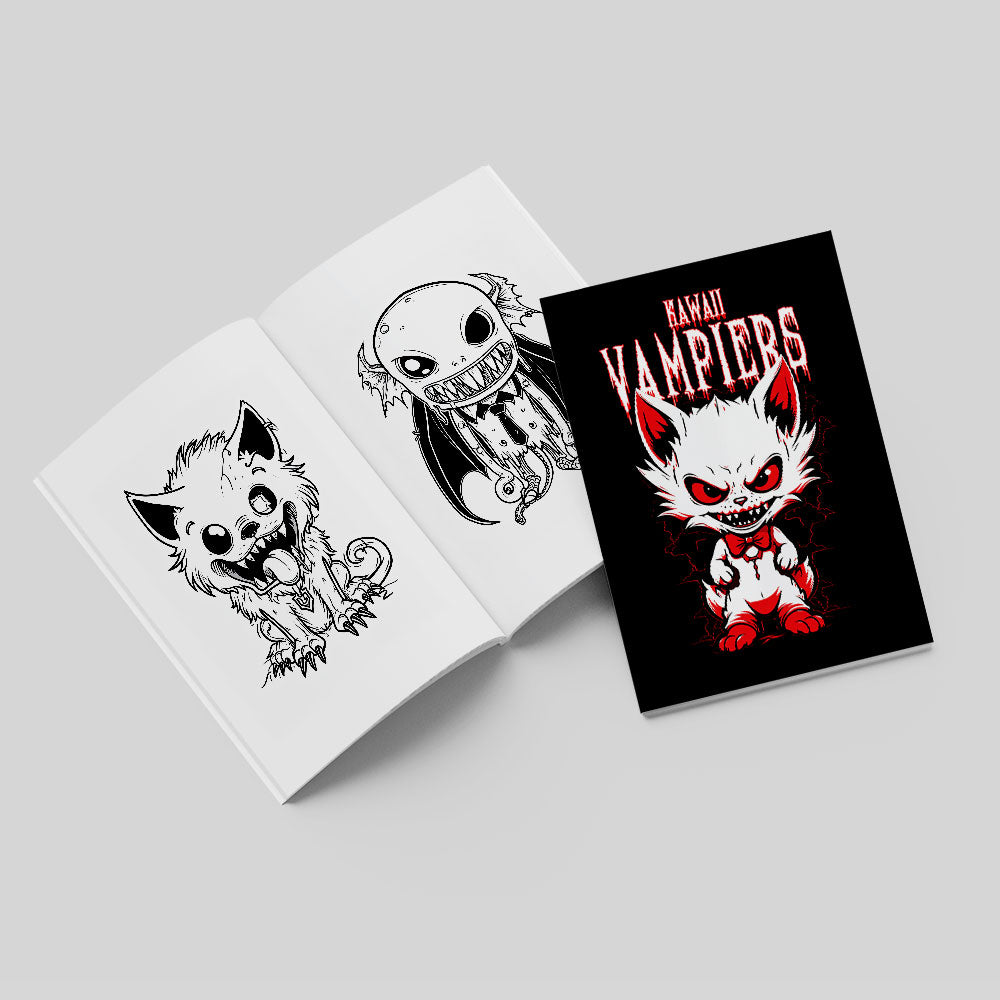 Kawaii Vampires Digital & Printable Coloring Book