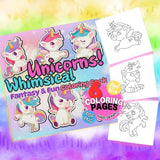 Whimsical Unicorns! Coloring Pages Bundle Digital & Printable 6 Designs